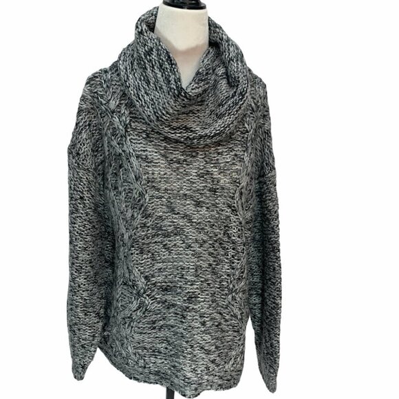 BLUENOTES🌸GREY Chunky Knit Cowl Neck Sweater Grey/Black Size S - Picture 1 of 9